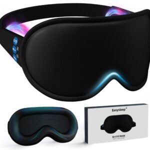 Easysleep 3D Sleep Mask Sleep Headphones White Noise Sleep Eye Mask with 31 Soothing Sounds 3 Timer Soft Adjustable Light Blocking Eye Cover Long Playtime for Sleeper Men Women Travel Gift