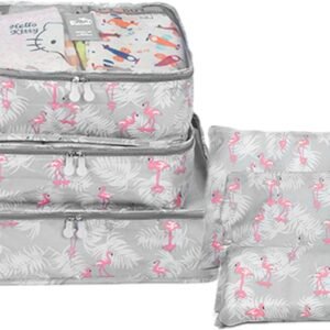 6 Set Packing Cube Luggage Organizer Pouch, Travel Storage Bags Organizer Set, Clothes Packing Cubes Laundry Pouch Suitcase Organizer Bags for Travel Carry On Luggage Packing (Blue Flamingo)