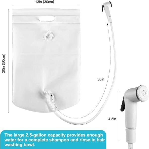 Inflatable Shampoo Basin, Loc Detox Tub for Dreads, Shampoo Buddy Bowl for Bedridden, Disabled,Injured with 2.5 GL Portable Water Shower Bag（Silvery） - Image 3