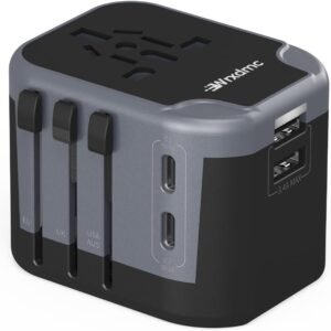 International Plug Adapter, Universal Power Adaptor with 4 USB Ports (2 USB C), Worldwide Travel Essentials Wall Charger for USA to Europe France Germany Spain Ireland Australia(Type C/G/A/I)