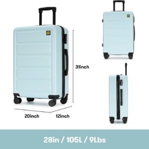 28 Inch Large Luggage Suitcase with Spinner Wheels Hardside Lightweight Rolling Travel Luggage for Women Men,Light Blue