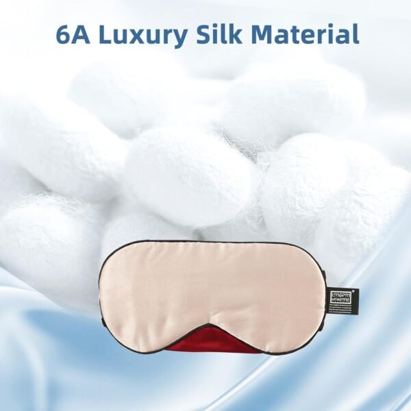 Sleep Mask, 1 Pack 100% Real Natural Pure Silk Eye Masks with Elastic Adjusting Strap, Mulberry Silk Eye Sleep Shade Cover for 3 Sizes (RED, Small 7.1''x3.1'') - Image 5