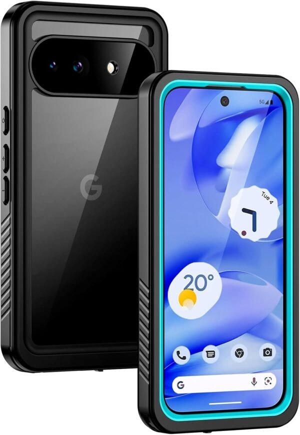 Lanhiem for Pixel 9a Case, IP68 Waterproof Dustproof, Built-in Screen Protector, Rugged Full Body Shockproof Phone Case for Google Pixel 9a, Teal