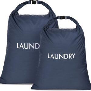 2 Pack Travel Laundry Bag, Nylon Washing Bags for Laundry, Roll Top Wet Dry Bag for Swimming Yoga Bathing Suit Workout, Dirty Clothes Storage Organiser