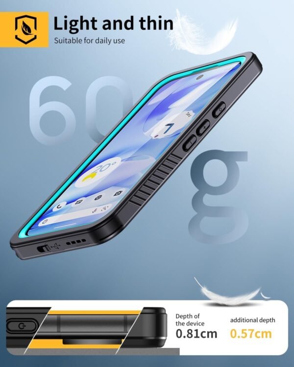 Lanhiem for Pixel 9a Case, IP68 Waterproof Dustproof, Built-in Screen Protector, Rugged Full Body Shockproof Phone Case for Google Pixel 9a, Teal - Image 4