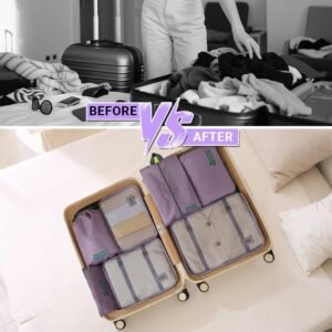 7 Set Packing Cubes for Travel Suitcase,Organizer Bags Set for Luggage (Purple)