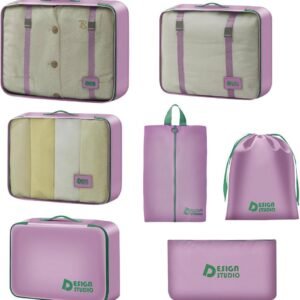 7 Set Packing Cubes for Travel Suitcase,Organizer Bags Set for Luggage (Purple)