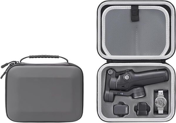 For Osmo Mobile 7P/7 Gimbal Stabilizer Hard Case, PU Leather Portable Bag, Waterproof Travel Storage Box with Custom Foam Insert & Mesh Pocket for DJI OM Mobile 7P Smartphone Gimbal Accessories
