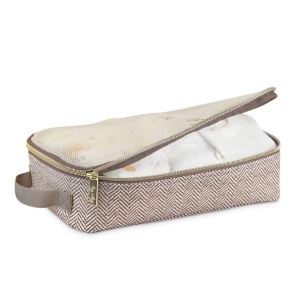 Itzy Ritzy Packing Cubes for Travel – Set of 3 Packing Cubes or Travel Organizers; Each Cube Features a Mesh Top, Double Zippers and a Fabric Handle (Taupe) - Image 5