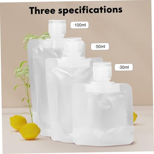 Wakauto 18 Pcs Refillable Travel Pouches for Toiletries with Funnels Transparent Portable Containers for Shampoo Conditioner Body Wash Lightweight Cosmetic Travel Bags for Easy Liquid - Image 5