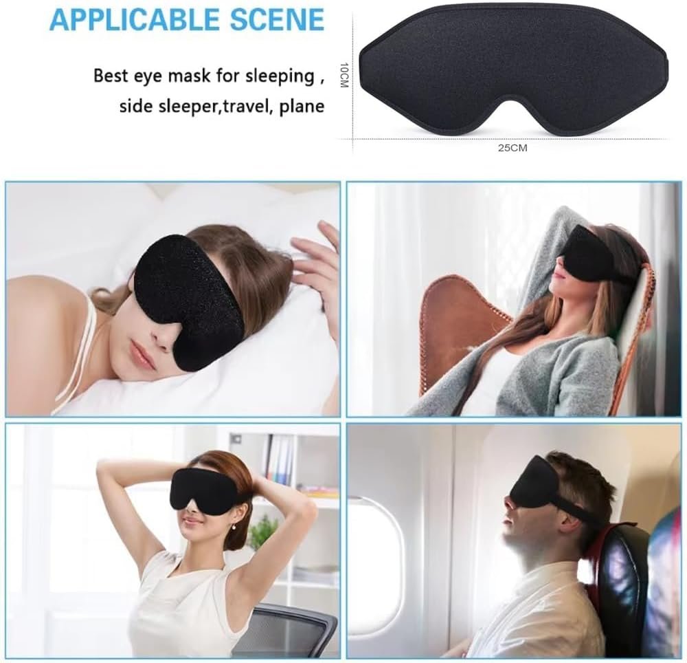Sleep Mask, 3D Deep Contoured Eye Covers for Sleeping, Memory Foam Block Out Light Eye Mask, Zero Eye Pressure Cup Blindfold for Men Women, with Adjustable Strap for Yoga, Traveling (Black) - Image 5