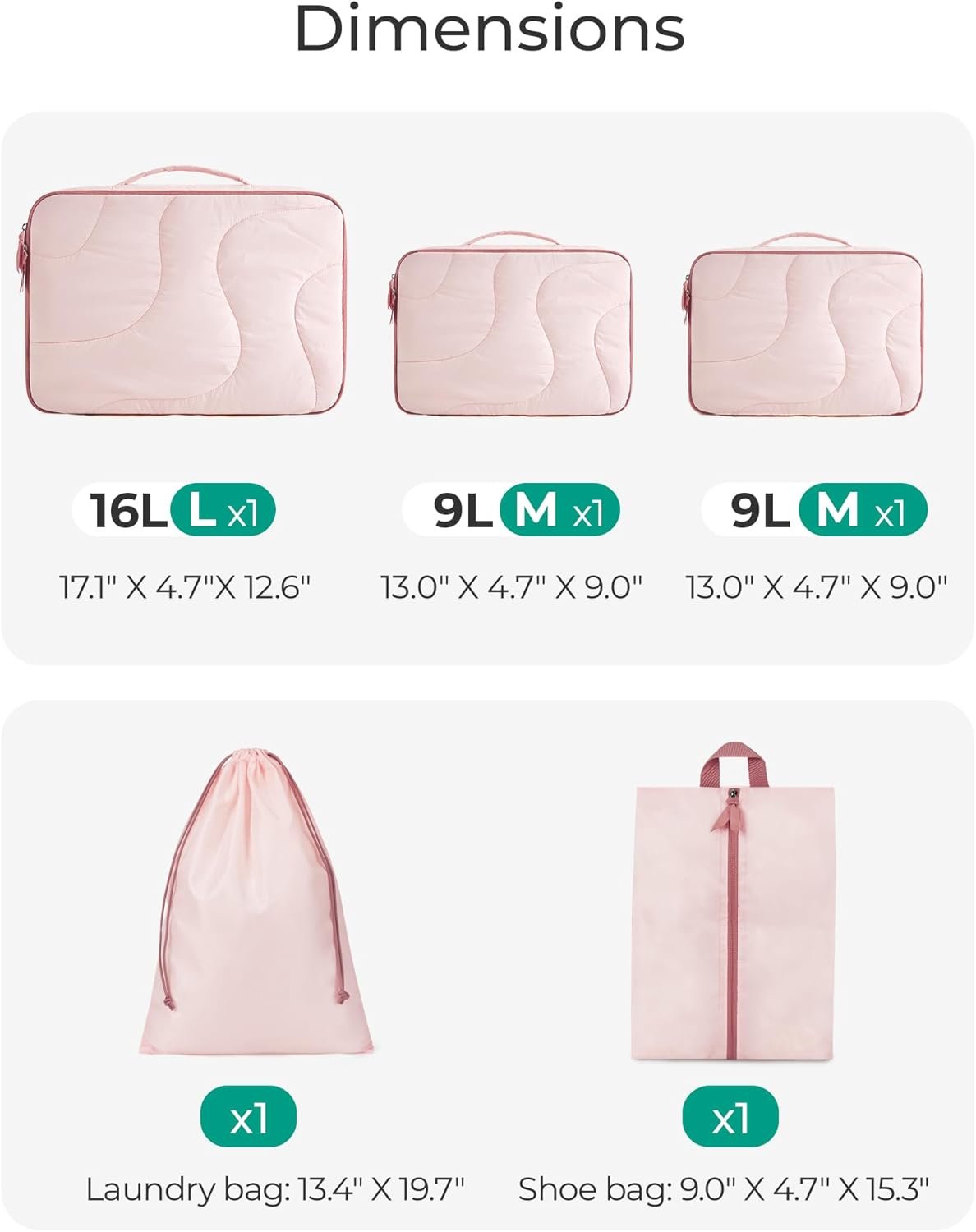 BAGSMART Wet Dry Bags 5 Pack, Travel Bags Reusable for Swimsuits, Baby Cloth Diapers, Beach, Pool, Ultra-Light Travel Packing Cubes for Women, Light Blue - Image 4