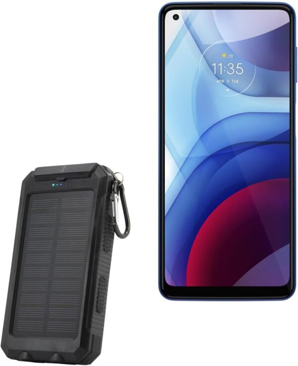 BoxWave Power Bank Compatible with Motorola Moto G Power (2021) - Solar Rejuva PowerPack (10000mAh), Solar Powered Backup Power Bank 10000mAh - Jet Black
