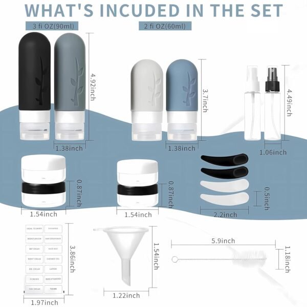 18pack Travel Bottles for Toiletries,TSA Approved Silicone Travel Containers for Toiletries,Leak Proof Refillable Liqus Shampoo And Conditioner travel Essentials toiletry Bottles - Image 3