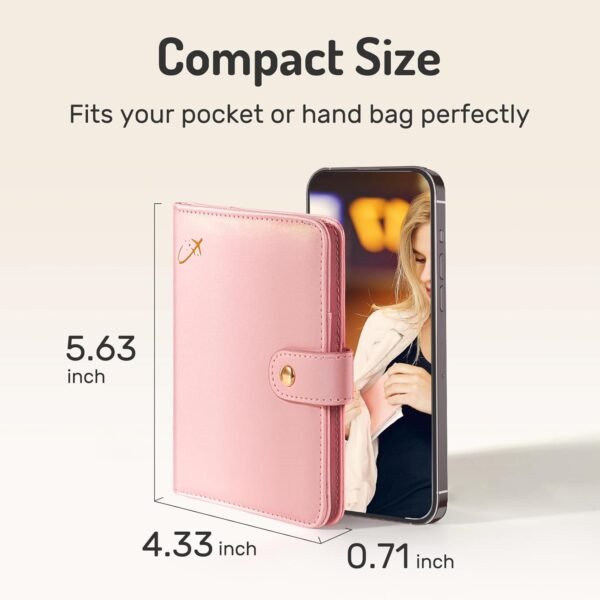 Forvencer Passport Holder with Money Pocket, RFID Blocking Passport Wallet Cover for Travel, Premium Card Case, Waterproof Travel Accessories for Women Men, Hot Pink - Image 4