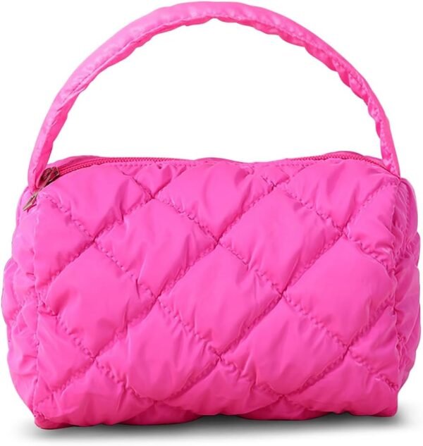 DOB SECHS Quilted Makeup Bag Cosmetic Bag Make up Pouch Cute Mini Handbag Travel Toiletry Bag for Women Checkered Organizer Purse