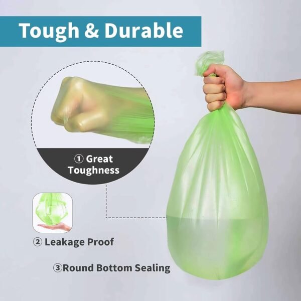 Biodegradable Trash Bags - 13 Gallon Durable Garbage Bag [100 Count], Perfect for Tall Trash Cans Green Thicken Recycling Bin Bags for Kitchen, Bathroom, Camping, Office, Car - Image 4