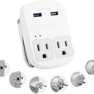 Ceptics Safest Travel Adapter Kit, Dual USB for iPhone, Chargers, Cell Phones, Laptop Perfect for Travelers – 3.6A with Qc. 3.0 Charge Faster