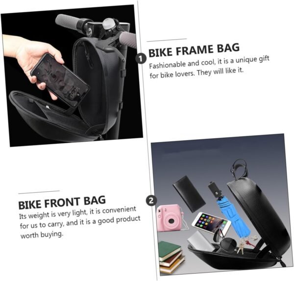 BESPORTBLE Large Capacity Bike Front Handlebar Bag with Key Hanging Buckle Cycling Pouch for Folding Road Mountain Bikes Black Cycling Accessories Commuting Storage - Image 4