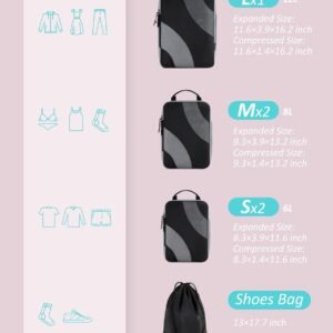 BAGSMART Compression Packing Cubes, 6 Set/4 Set/2 Set Travel Packing Cubes for Carry on Suitcases, Compression Suitcase Organizers Bag Set & Travel Cubes for Luggage, Lightweight Packing Organizers