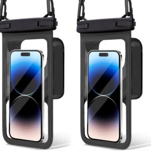 Double Space Waterproof Phone Pouch (2 Pack) – Universal Waterproof Phone Lanyard Case Compatible with iPhone 16/15/14/13/12 Pro Max & Smartphones up to 8″, Essential Dry Bag for Beach (color-5)
