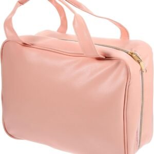 Wakauto PU Leather Toiletry Bag for Women Multi Compartment Travel Organizer with Hanging Hook Portable Cosmetic Case for Makeup and Bathroom Essentials