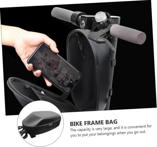 Toyvian Portable Bike Handlebar Bag Large Capacity Front Pouch with Key Buckle for Folding Road Mountain Bikes Professional Cycling Accessories Black - Image 5