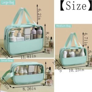 Hanging Toiletry Bag Portable Travel Bag, Toiletry Organizer Wash Bag Shaving Kit Water-resistant Makeup Cosmetic Bag Travel Organizer for Accessories, Women Men (3Pcs Green)