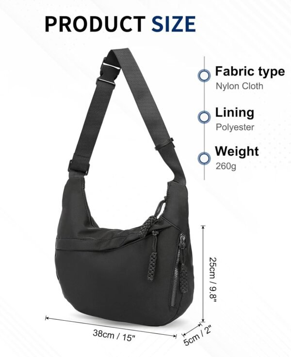 Arch Moon Crossbody Bag for Women, Nylon Curved Purse, Lightweight Dumpling Shoulder Sling Bag for Travel Casual - Image 3