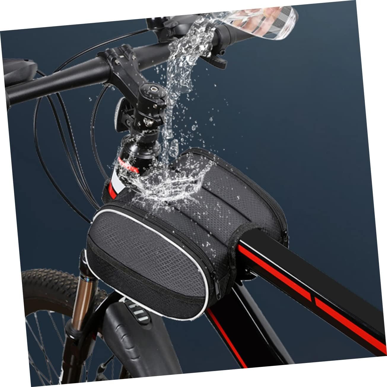 TOYANDONA Multi Function Bike Frame Bag with Zipper Portable Bicycle Tool Pouch for Men Compatible with Mountain Road and Folding Bikes Front Beam Storage for Keys USB Cables and Essentials - Image 3