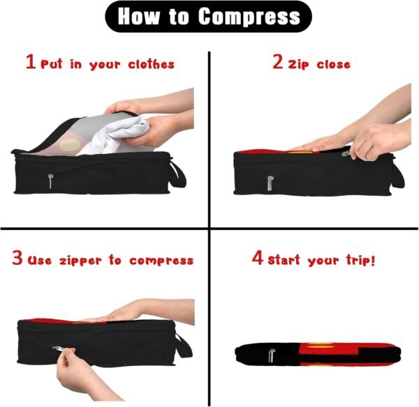 6 Set Compression Packing Cubes Compressed Storage Bags for Carry on Suitcases Packaging Luggage Bags Organizers for Travel - Image 4
