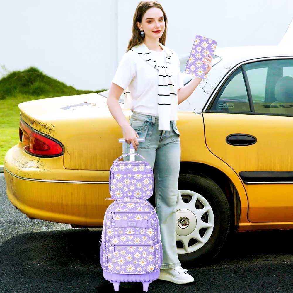 gxtvo Rolling Backpack for Womens and Mens, Adults Wheeled Bookbag with Lunch Box for Girls and Boys. - Image 6