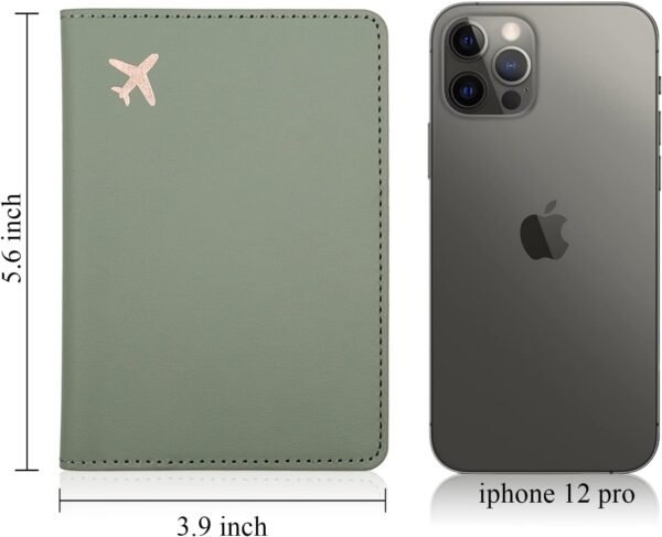 Deziliao Passport Holder,Passport Holder Card Slots, Passport and Vaccine Card Holder Combo, Cute Passport cover for Women and Men, with Waterproof Rfid Blocking, Passport Travel Wallet(Moss green) - Image 4