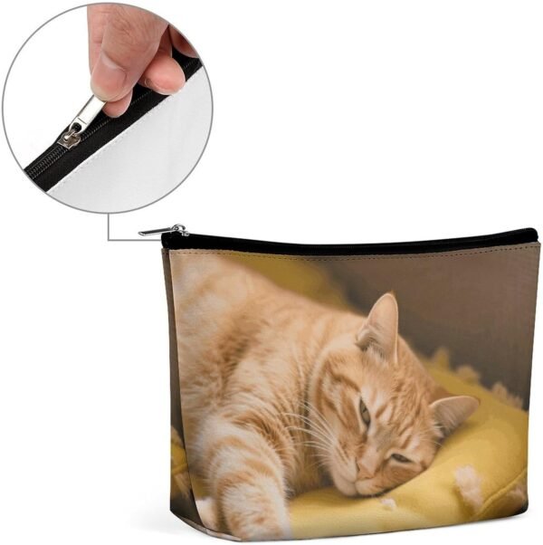 Waterproof Travel Makeup Bag Case Organizer, PU Leather Cozy Cat Cosmetic Bags, Small Toiletry Case Cute, Portable Zipper Pouch for Women Men, Travel Accessories - Image 4