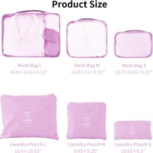 6 Set Compression Packing Cubes For Travel,Lightweight Travel Essentials,Luggage Organizers for Suitcase,Travel Accessories Bags for Clothes,Shoes,Electronics,Cosmetics Toiletries (Light Pink)