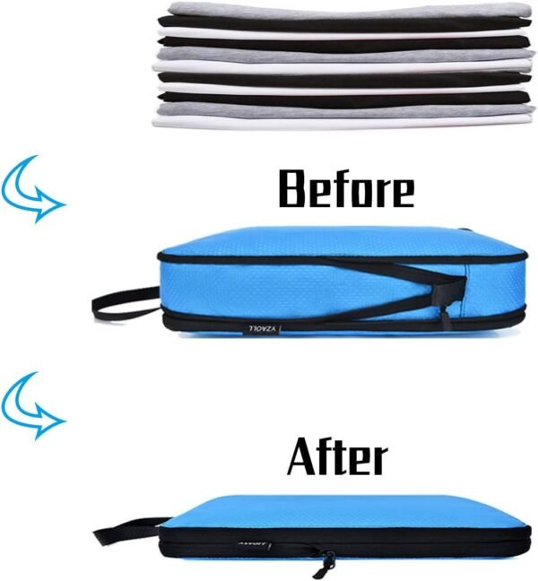 YZAOLL 3 Set/6 Set/7 Set Compression Packing Cubes Travel Accessories Expandable Packing Organizers,Travel Essentials for Carry on 3 Set Blue - Image 5