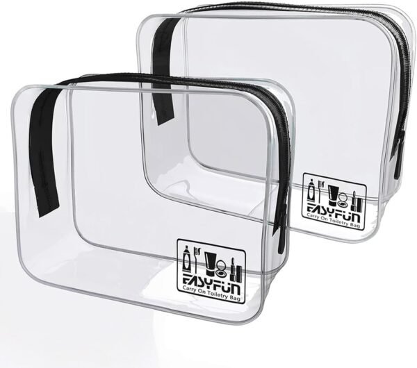 EASYFUN Toiletry Bag 2pcs TSA Approved Travel Clear Toiletry Bag for Men and Women Travel Accessories Quart Size Toiletries Cosmetic Pouch Makeup Bags