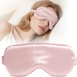 Pure 22 Momme 6A Grade Mulberry Silk Sleep Mask for Side Sleepers – Adjustable, 100% Blackout Eye Mask with Travel Pouch (Pink)