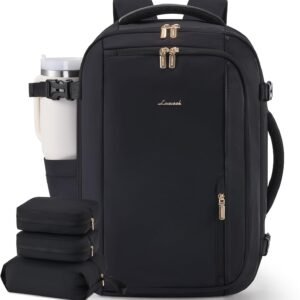 LOVEVOOK 50L Travel Backpack for Women,Carry on Luggage Backpack Flight Approved with 3 Packing Cubes,Waterproof Personal Item Travel Bag fits 17 Inch Laptop,Overnight Weekender Business Daypack