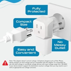 Ceptics Complete European Travel Adapter Set – 2 In 1 Usa to Europe, Germany, England, Spain, Italy, Iceland, France, (Type G, E/F, Type C) – 3 Pack, Safe Grounded Perfect for Cell Phones, Laptops