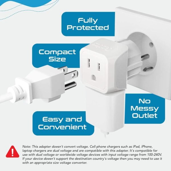 Ceptics Complete European Travel Adapter Set - 2 In 1 Usa to Europe, Germany, England, Spain, Italy, Iceland, France, (Type G, E/F, Type C) - 3 Pack, Safe Grounded Perfect for Cell Phones, Laptops - Image 2