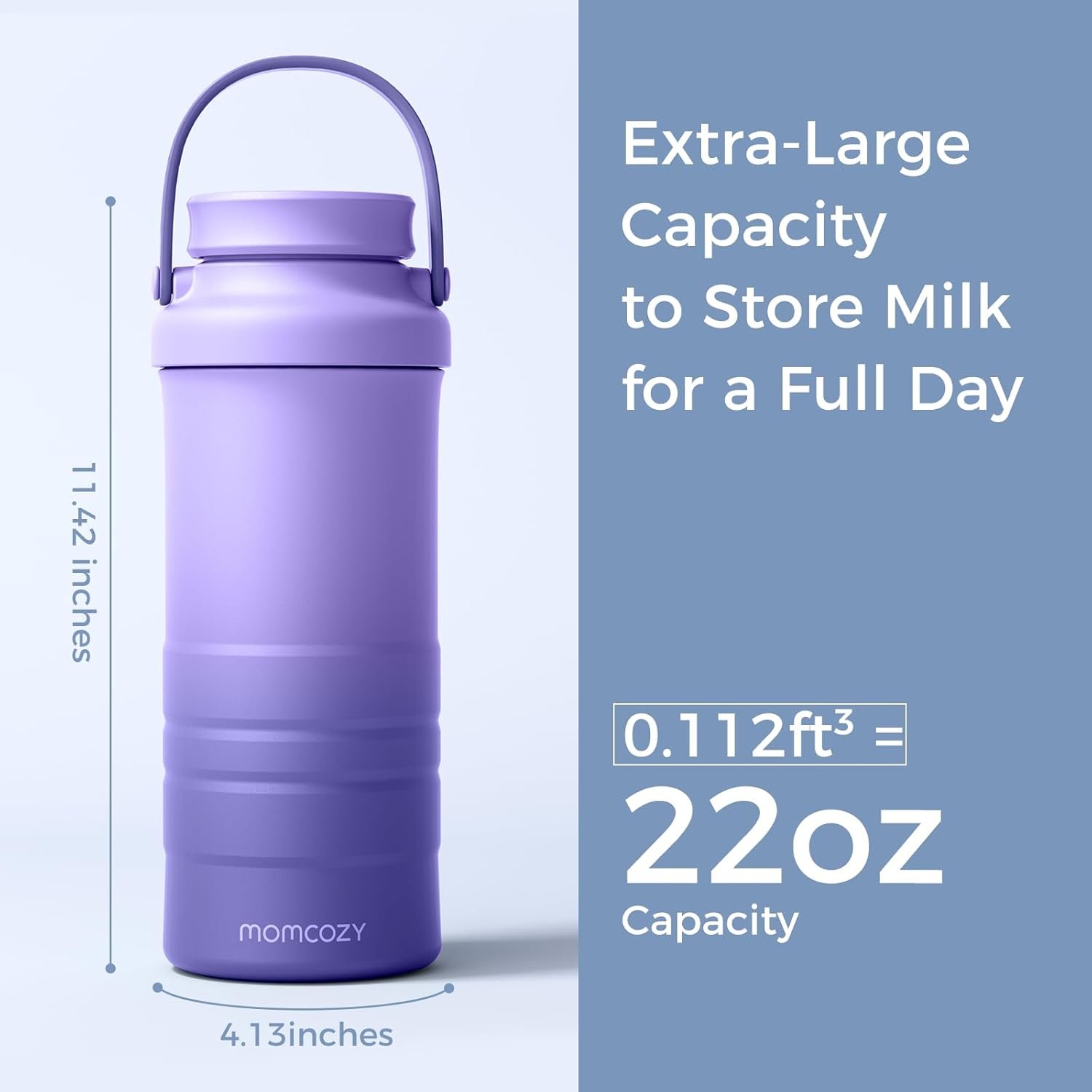 Momcozy 22oz Portable Breast Milk Cooler for Outdoor, Life Saver with 360° Total Cooling for 24 Hours, Larger Capacity Travel Breastmilk Chiller with 2pcs Baby Bottles for Breastmilk Storage, Purple - Image 8