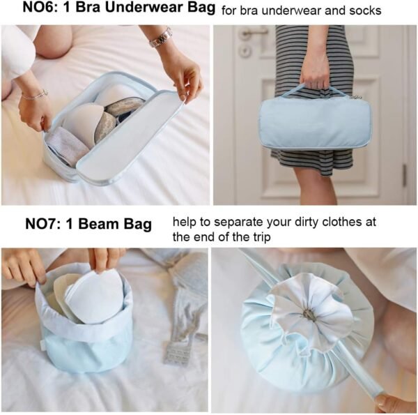Travel Packing Cubes 8 Pcs Set, Luggage Packing Organizers with Shoe Bag and Toiletry Bag - Image 5