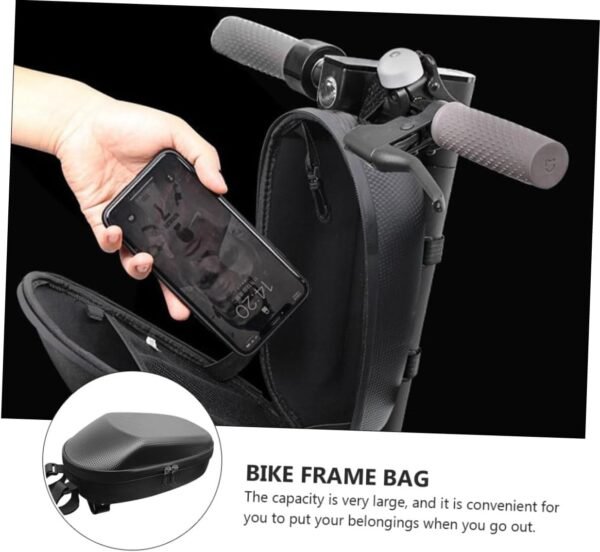 BESPORTBLE Large Capacity Bike Front Handlebar Bag with Key Hanging Buckle Cycling Pouch for Folding Road Mountain Bikes Black Cycling Accessories Commuting Storage - Image 6