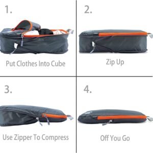 Cipway Compression Packing Cubes Set, Ultralight Expandable Travel Packing Organizers for Carry on Luggage (Grey 3pcs)