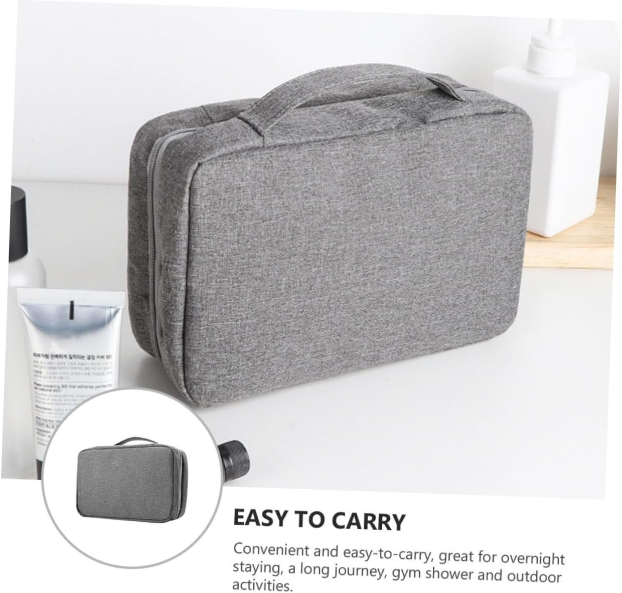 Healifty Hanging Travel Toiletry Bag Foldable Cosmetic Organizer with Transparent Wet Dry Compartment for Women Makeup Storage and Outdoor Gym Use - Image 6