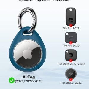 UNBREAKcable AirTag Holder for Apple – 4 Pack Air Tag Case [Fit Tightly Design] [Easy to Install] [Hold Securely] Waterproof TPU Protective Cover with Metal Keychain for Kids,Pet,Luggage,Backpack,Keys