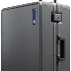 LEVEL8 Zipperless Checked Luggage with Aluminum Frame, Upgraded Medium Hardside Suitcase with Spinner Wheels, Metal Travel Luggage with Double Tsa Locks, 24 Inch, Grey