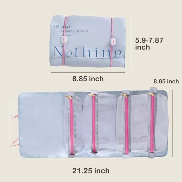 Travel Toiletry Bag, Large Capacity Cosmetic Organizer, Foldable Makeup Storage Case, Portable Wash Bag (pink) - Image 7