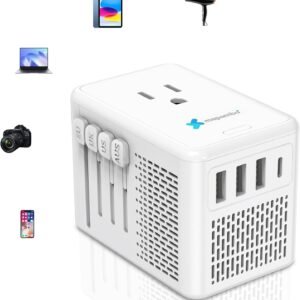Mapambo Upgraded 220V to 110V Voltage Converter US to Europe Travel Adapter for Hair Dryers with Fast Charging International Universal Travel Adapter with 3 USB A and 1 USB C